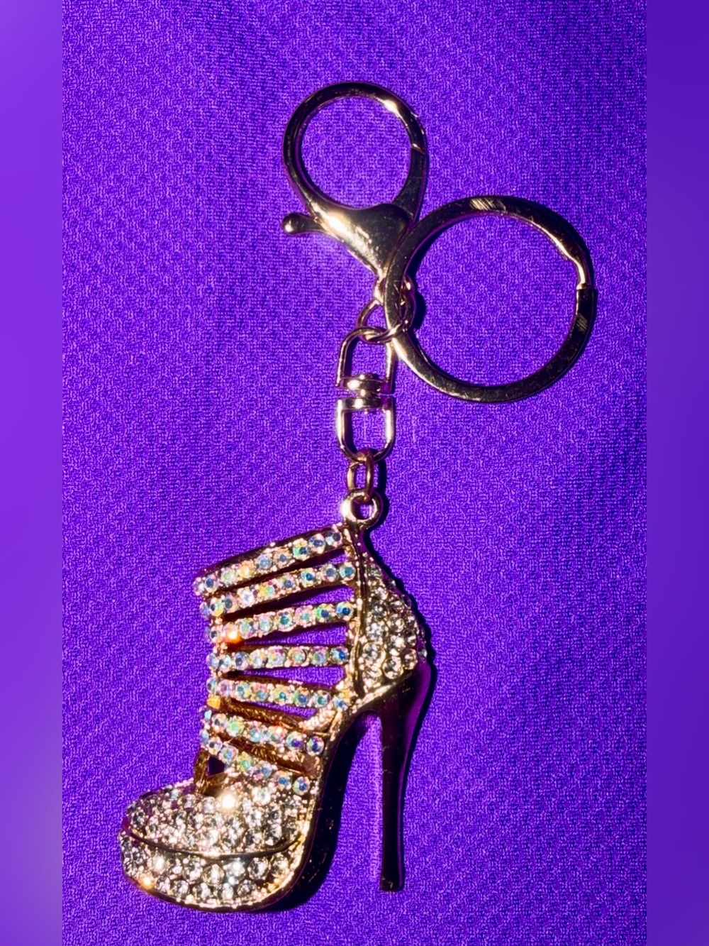 Gold Crystal Stiletto- Women's Gold Plated Bag Charm